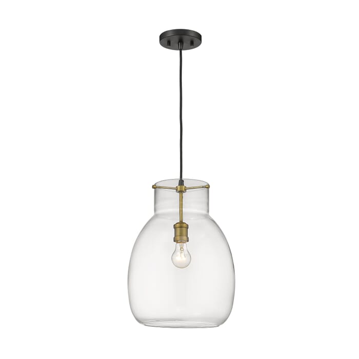 Z-Lite Bella 1-Light Pendant Light In Matte Black With Olde Brass Z-Lite Bella 1-Light Pendant Light In Matte Black With Olde Brass