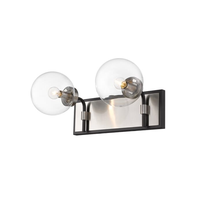 Z-Lite Parsons 2-Light Bathroom Vanity Light In Matte Black With Brushed Nickel Z-Lite Parsons 2-Light Bathroom Vanity Light In Matte Black With Brushed Nickel