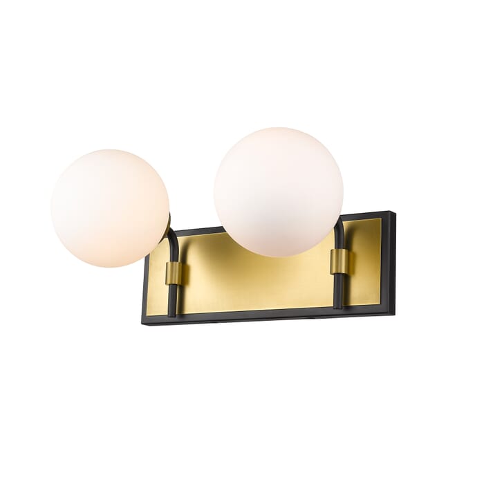Z-Lite Parsons 2-Light Bathroom Vanity Light In Matte Black With Olde Brass Z-Lite Parsons 2-Light Bathroom Vanity Light In Matte Black With Olde Brass