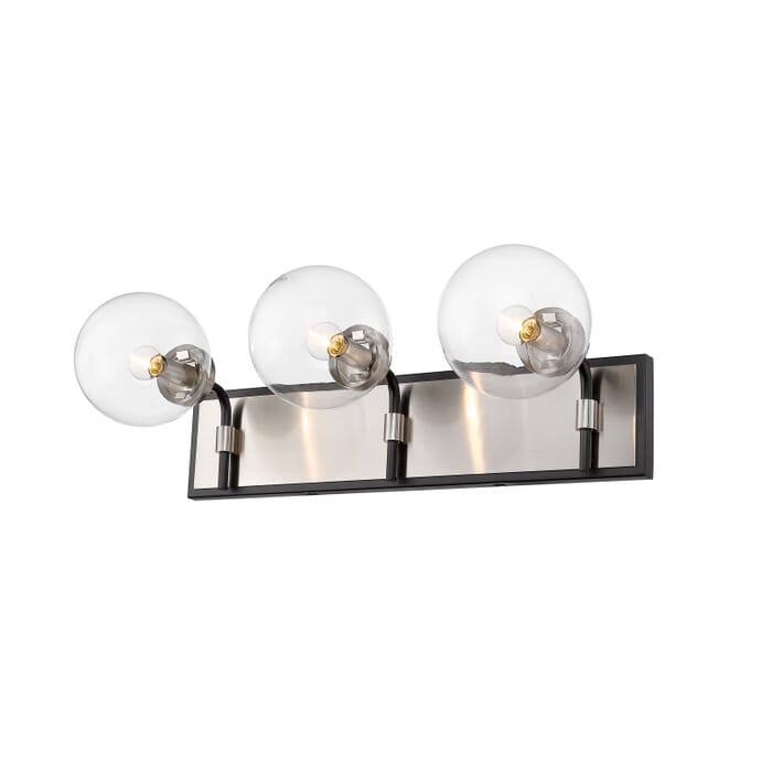 Z-Lite Parsons 3-Light Bathroom Vanity Light In Matte Black With Brushed Nickel Z-Lite Parsons 3-Light Bathroom Vanity Light In Matte Black With Brushed Nickel