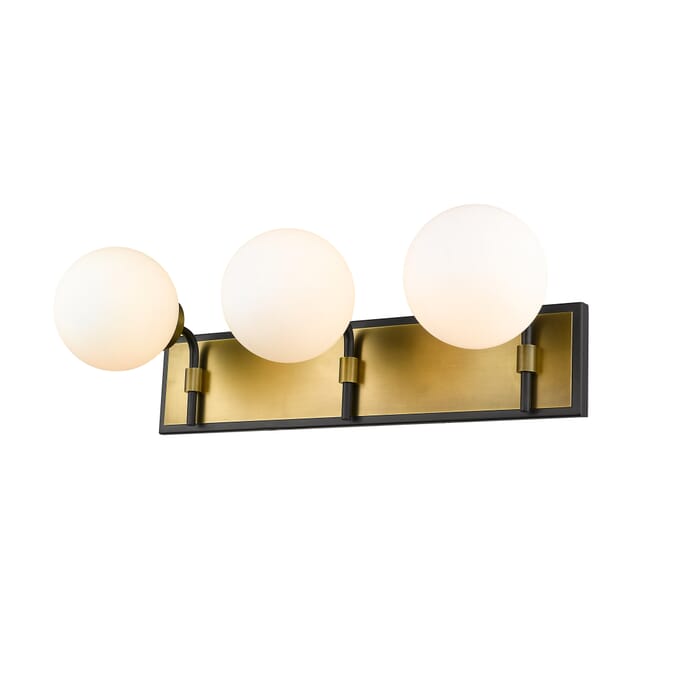 Z-Lite Parsons 3-Light Bathroom Vanity Light In Matte Black With Olde Brass Z-Lite Parsons 3-Light Bathroom Vanity Light In Matte Black With Olde Brass