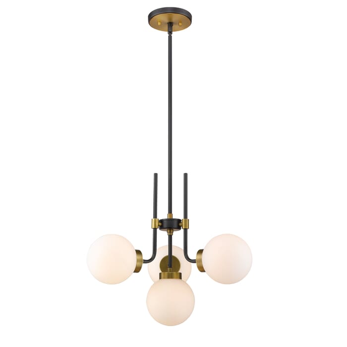 Z-Lite Parsons 4-Light Chandelier In Matte Black With Olde Brass Z-Lite Parsons 4-Light Chandelier In Matte Black With Olde Brass