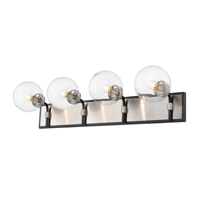 Z-Lite Parsons 4-Light Bathroom Vanity Light In Matte Black With Brushed Nickel Z-Lite Parsons 4-Light Bathroom Vanity Light In Matte Black With Brushed Nickel