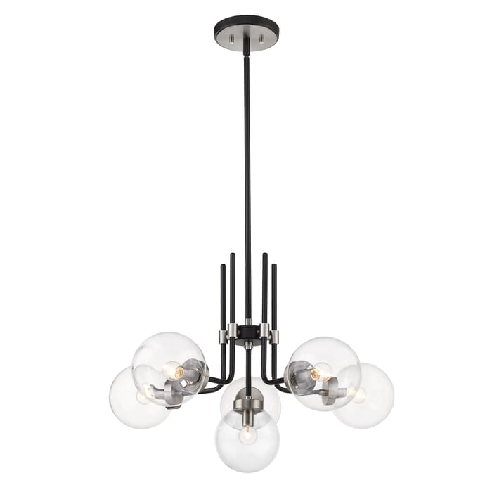 Z-Lite Parsons 6-Light Chandelier In Matte Black With Brushed Nickel Z-Lite Parsons 6-Light Chandelier In Matte Black With Brushed Nickel