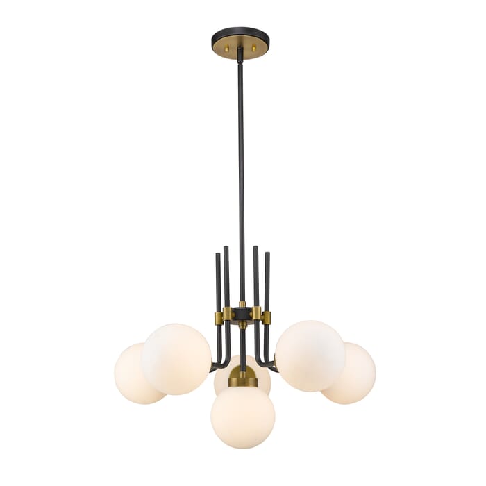 Z-Lite Parsons 6-Light Chandelier In Matte Black With Olde Brass Z-Lite Parsons 6-Light Chandelier In Matte Black With Olde Brass