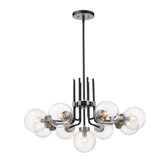 Z-Lite Parsons 9-Light Chandelier In Matte Black With Brushed Nickel Z-Lite Parsons 9-Light Chandelier In Matte Black With Brushed Nickel