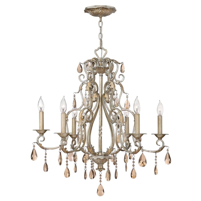 Hinkley Carlton 6-Light Single Tier Chandelier in Silver Leaf Hinkley Carlton 6-Light Single Tier Chandelier in Silver Leaf
