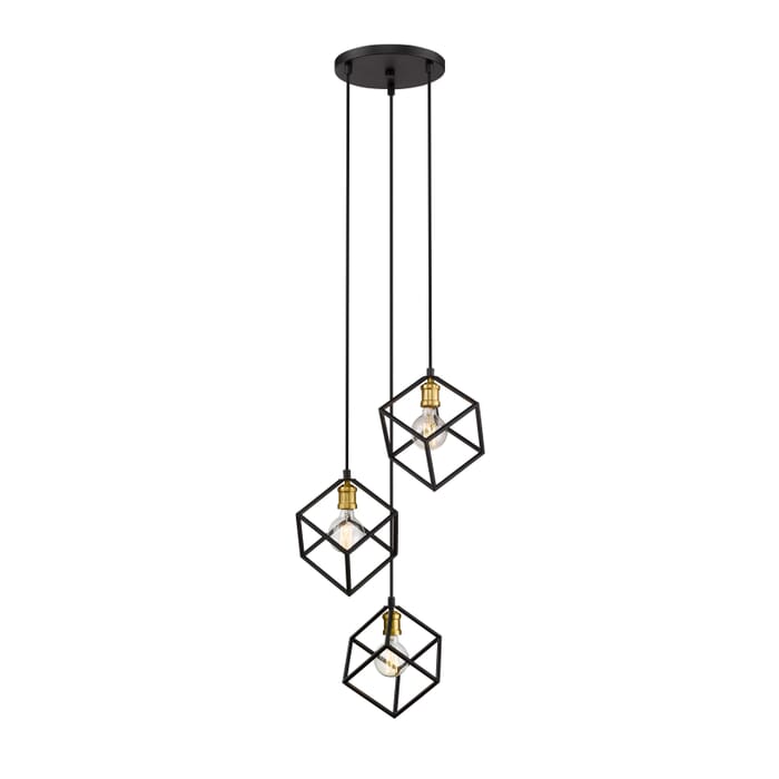Z-Lite Vertical 3-Light Pendant Light In Bronze With Olde Brass Z-Lite Vertical 3-Light Pendant Light In Bronze With Olde Brass