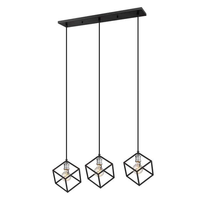 Z-Lite Vertical 3-Light Linear Pendant Light In Matte Black With Brushed Nickel Z-Lite Vertical 3-Light Linear Pendant Light In Matte Black With Brushed Nickel