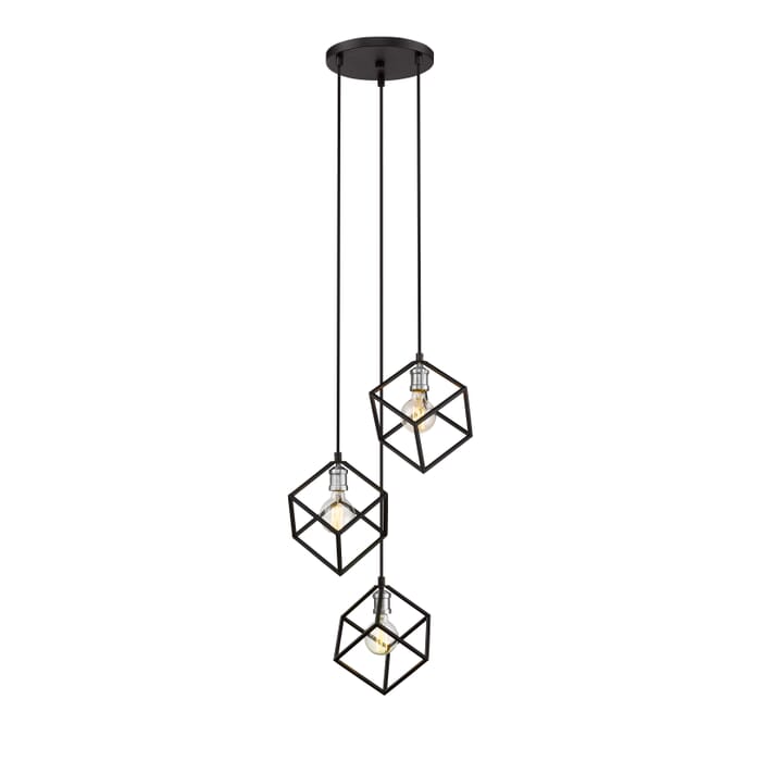 Z-Lite Vertical 3-Light Pendant Light In Matte Black With Brushed Nickel Z-Lite Vertical 3-Light Pendant Light In Matte Black With Brushed Nickel