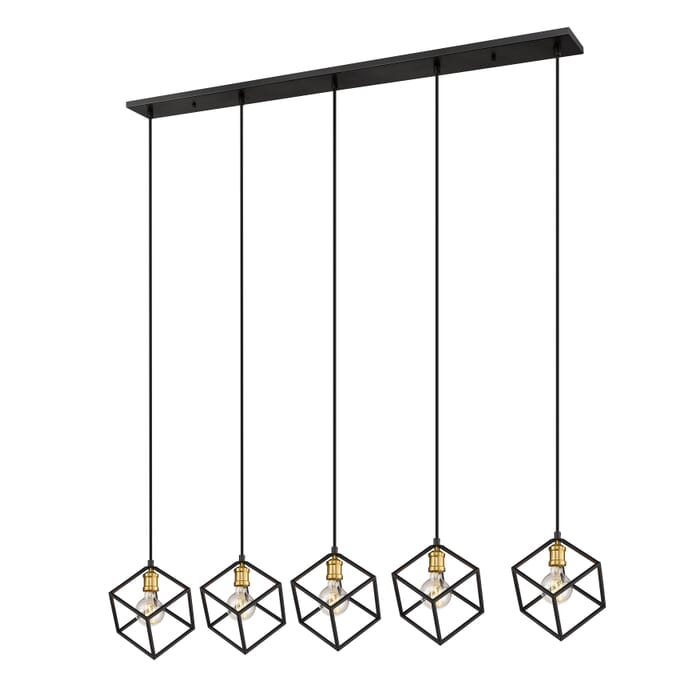 Z-Lite Vertical 5-Light Linear Pendant Light In Bronze With Olde Brass Z-Lite Vertical 5-Light Linear Pendant Light In Bronze With Olde Brass