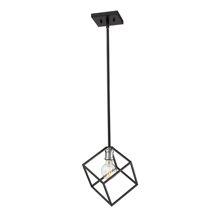 Z-Lite Vertical 1-Light Pendant Light In Matte Black With Brushed Nickel Z-Lite Vertical 1-Light Pendant Light In Matte Black With Brushed Nickel
