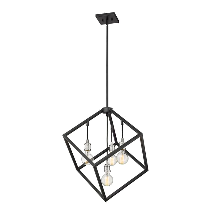 Z-Lite Vertical 4-Light Pendant Light In Matte Black With Brushed Nickel Z-Lite Vertical 4-Light Pendant Light In Matte Black With Brushed Nickel