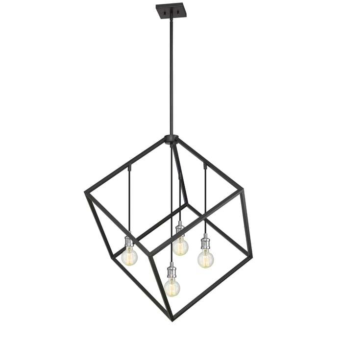 Z-Lite Vertical 4-Light Pendant Light In Matte Black With Brushed Nickel Z-Lite Vertical 4-Light Pendant Light In Matte Black With Brushed Nickel