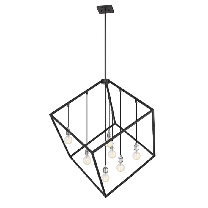 Z-Lite Vertical 7-Light Pendant Light In Matte Black With Brushed Nickel Z-Lite Vertical 7-Light Pendant Light In Matte Black With Brushed Nickel