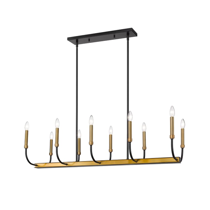 Z-Lite Haylie 10-Light Chandelier In Matte Black With Olde Brass Z-Lite Haylie 10-Light Chandelier In Matte Black With Olde Brass