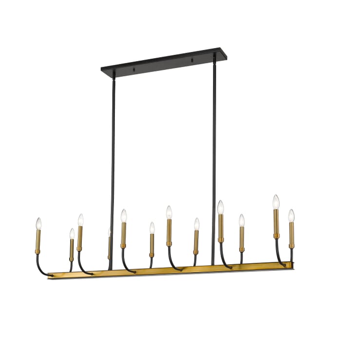 Z-Lite Haylie 12-Light Chandelier In Matte Black With Olde Brass Z-Lite Haylie 12-Light Chandelier In Matte Black With Olde Brass