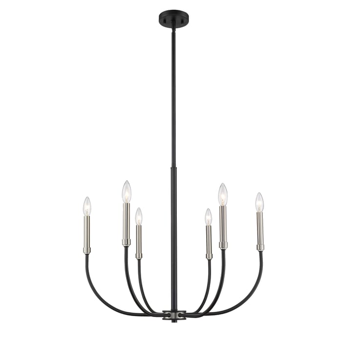 Z-Lite Haylie 6-Light Chandelier In Matte Black With Brushed Nickel Z-Lite Haylie 6-Light Chandelier In Matte Black With Brushed Nickel