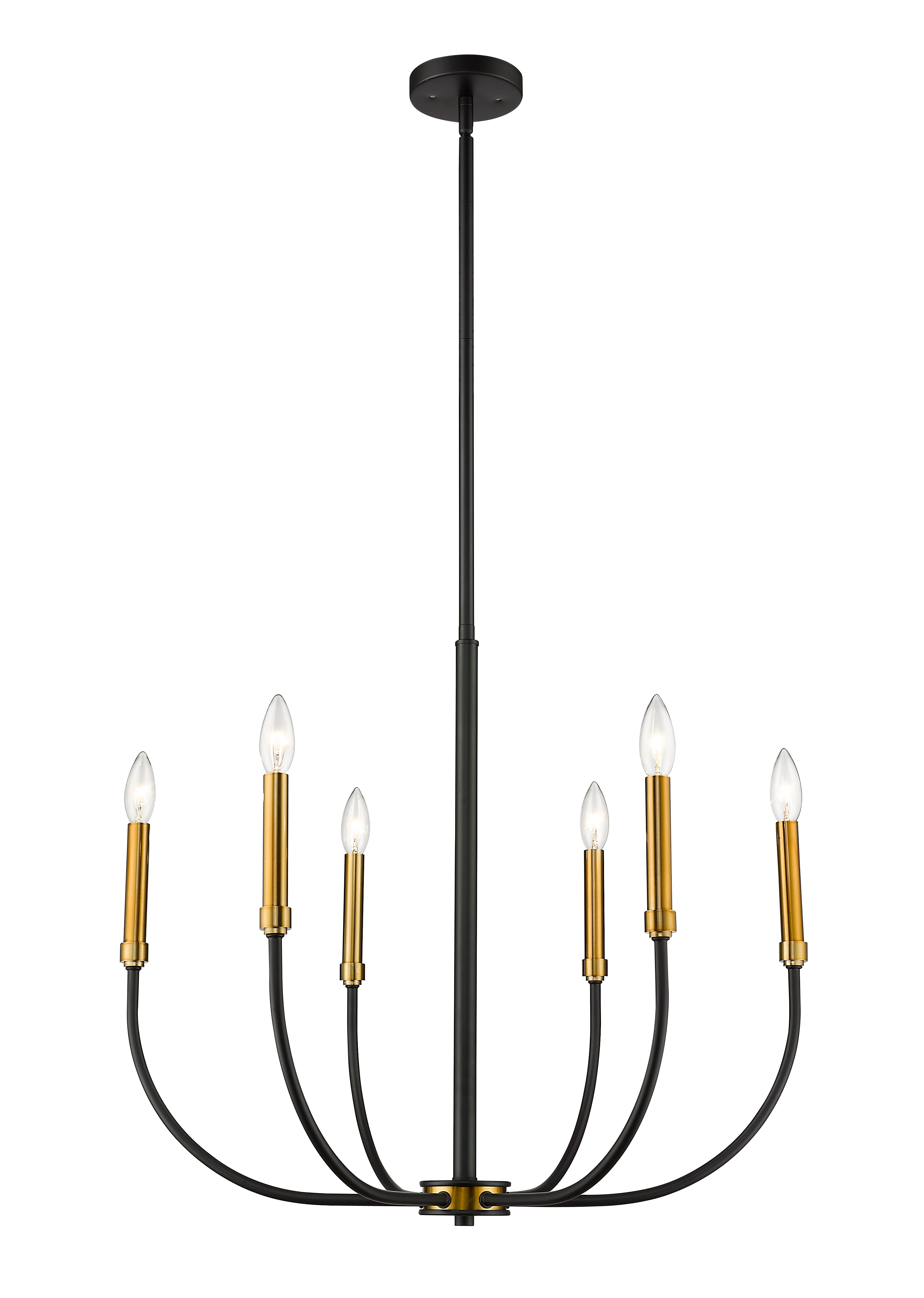 Z-Lite Haylie 6-Light Chandelier In Matte Black With Olde Brass