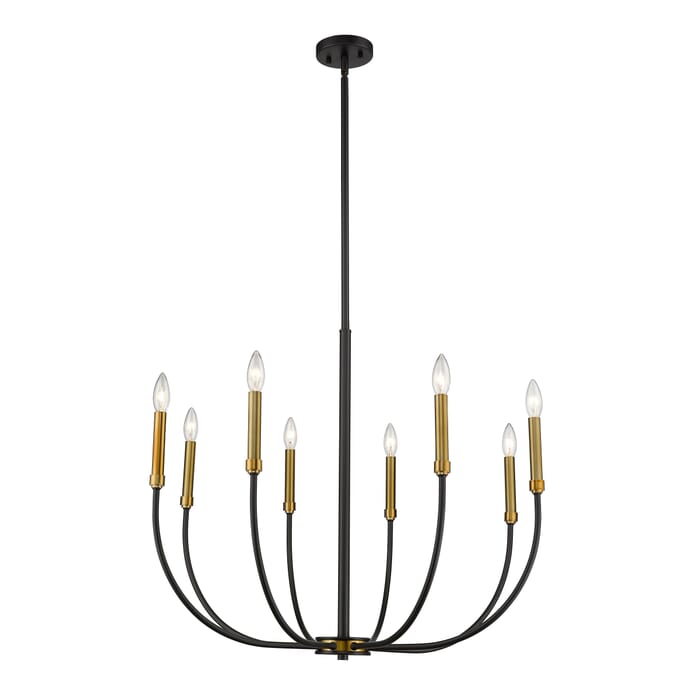 Z-Lite Haylie 8-Light Chandelier In Matte Black With Olde Brass Z-Lite Haylie 8-Light Chandelier In Matte Black With Olde Brass
