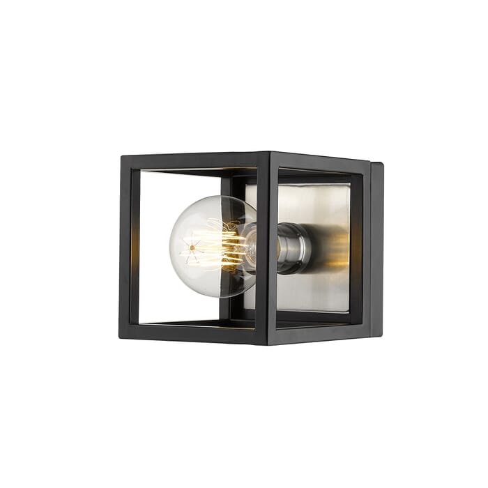 Z-Lite Kube 1-Light Wall Sconce In Matte Black With Brushed Nickel Z-Lite Kube 1-Light Wall Sconce In Matte Black With Brushed Nickel