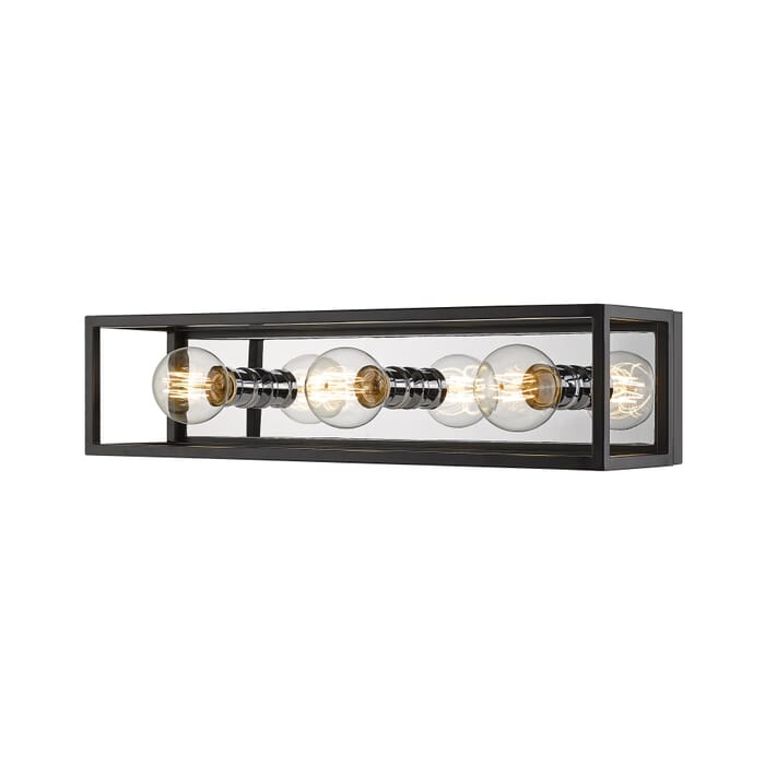 Z-Lite Kube 3-Light Bathroom Vanity Light In Matte Black With Chrome Z-Lite Kube 3-Light Bathroom Vanity Light In Matte Black With Chrome