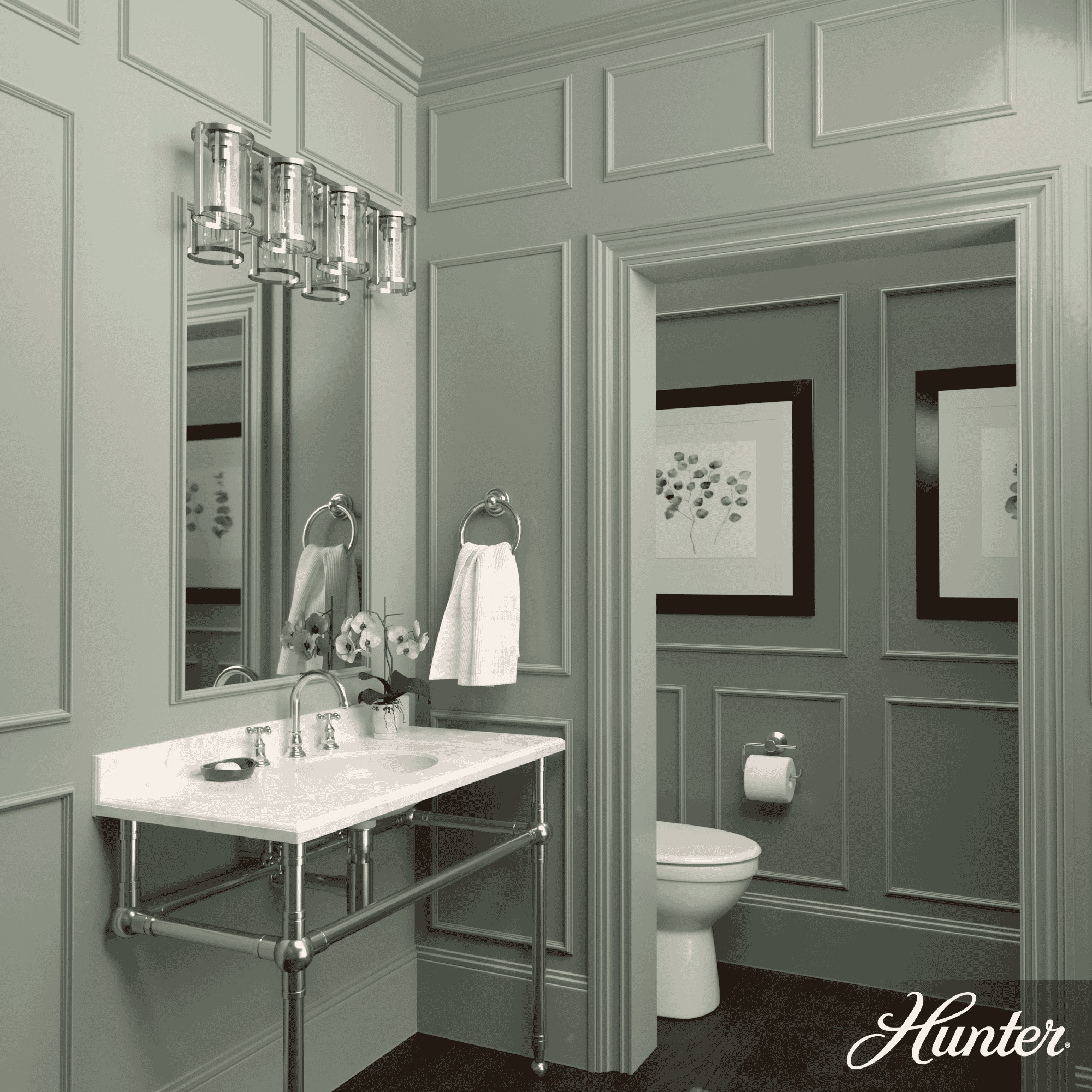Hunter Astwood 4-Light Bathroom Vanity Light in Alturas Gold