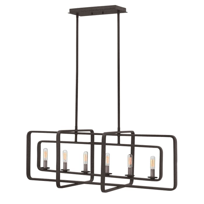 Hinkley Quentin 6-Light Stem Hung Linear in Aged Zinc Hinkley Quentin 6-Light Stem Hung Linear in Aged Zinc
