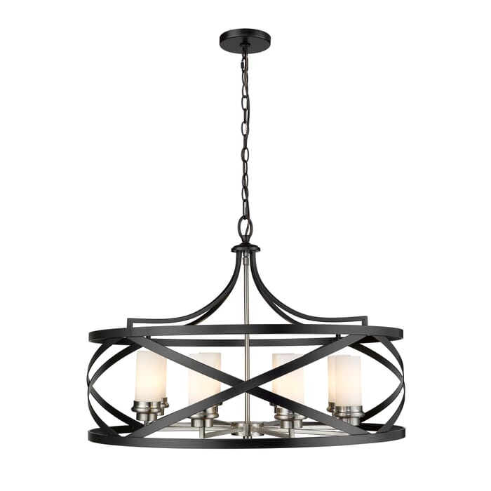 Z-Lite Malcalester 8-Light Pendant Light In Matte Black With Brushed Nickel Z-Lite Malcalester 8-Light Pendant Light In Matte Black With Brushed Nickel