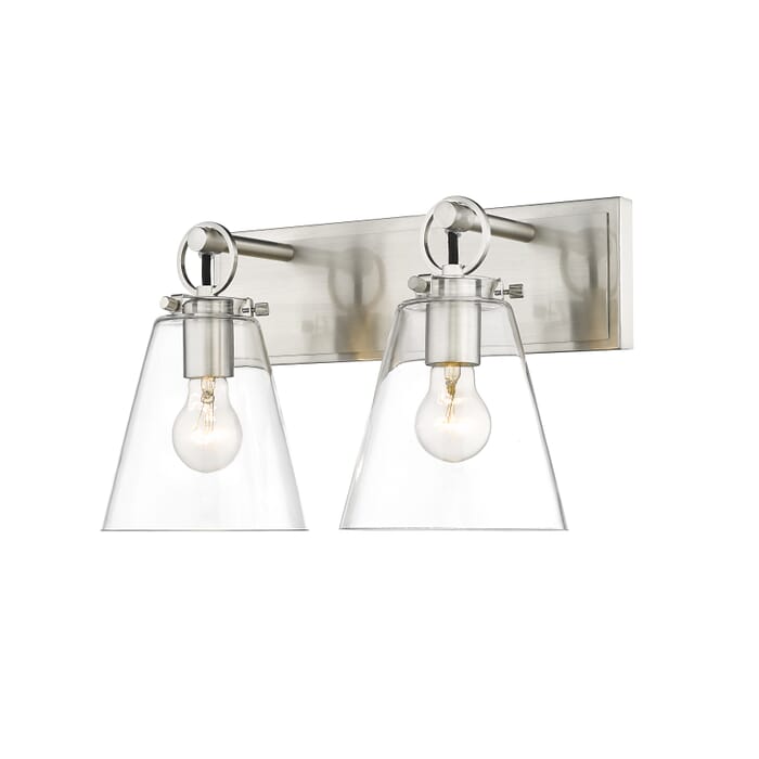 Z-Lite Harper 2-Light Bathroom Vanity Light In Brushed Nickel Z-Lite Harper 2-Light Bathroom Vanity Light In Brushed Nickel