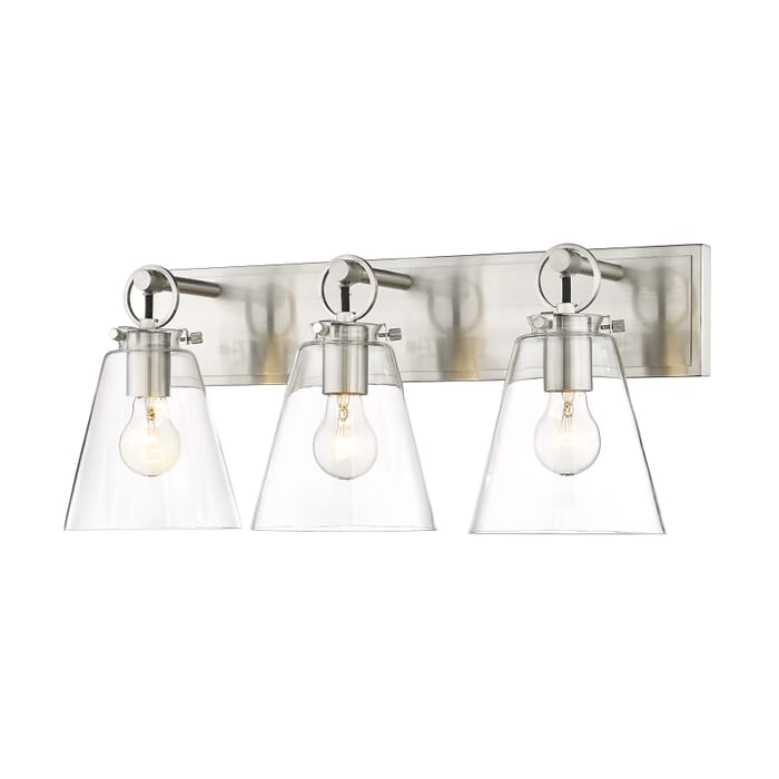 Z-Lite Harper 3-Light Bathroom Vanity Light In Brushed Nickel Z-Lite Harper 3-Light Bathroom Vanity Light In Brushed Nickel