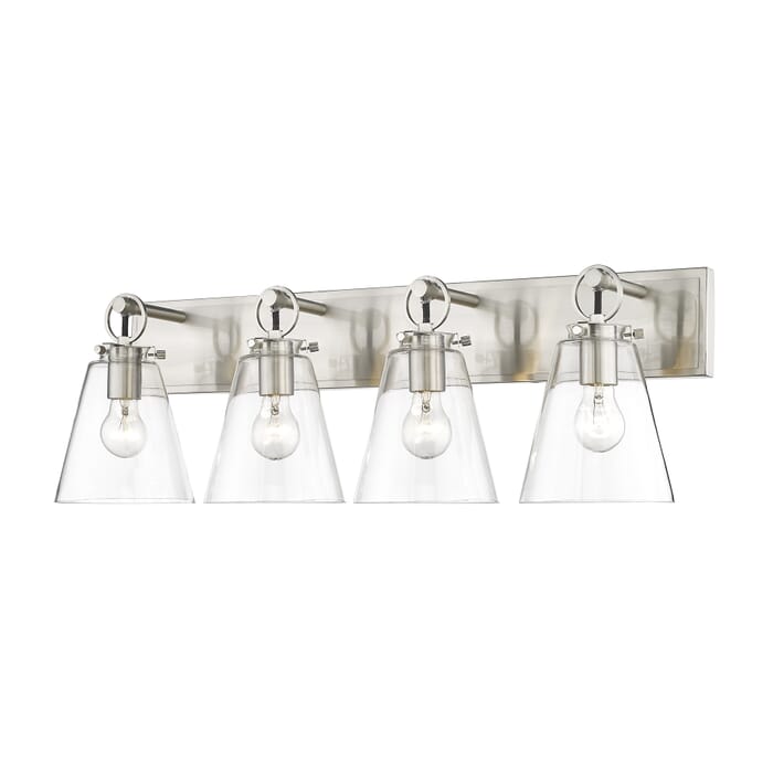 Z-Lite Harper 4-Light Bathroom Vanity Light In Brushed Nickel Z-Lite Harper 4-Light Bathroom Vanity Light In Brushed Nickel