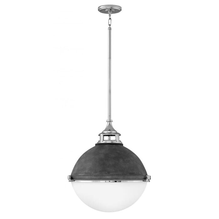 Hinkley Fletcher 2-Light Single Tier Pendant in Aged Zinc with Polished Nickel Hinkley Fletcher 2-Light Single Tier Pendant in Aged Zinc with Polished Nickel