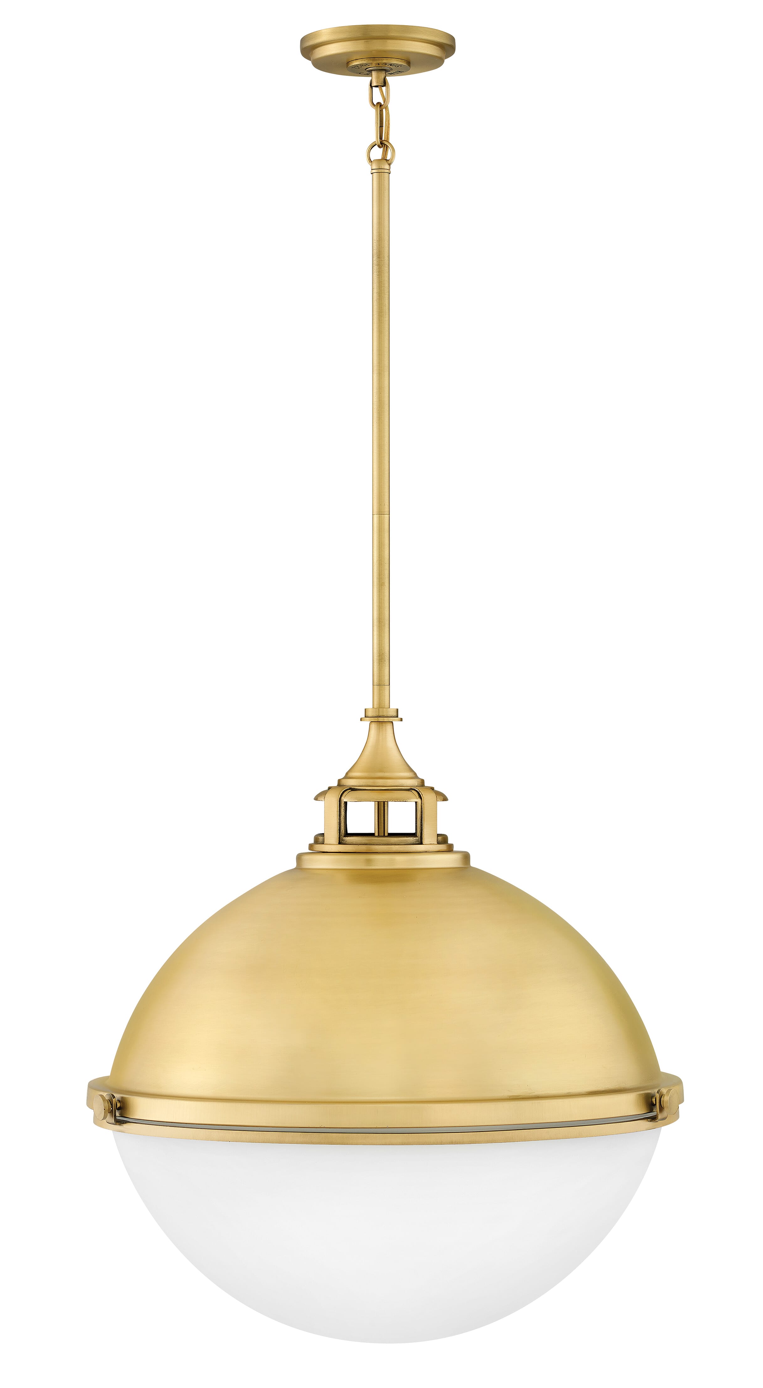 Satin Brass LED Pendant from the Fletcher Collection