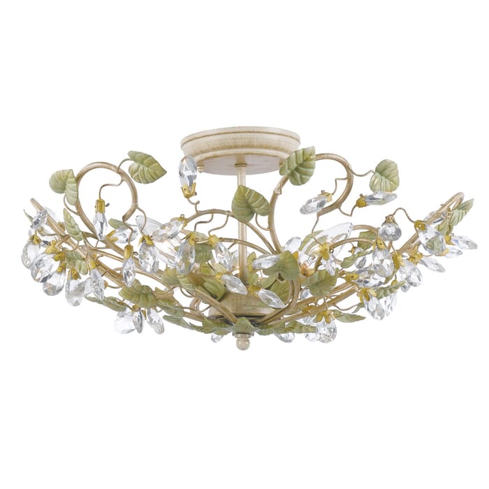 Crystorama Josie 5-Light 21" Ceiling Light in Champagne Green Tea with Clear Hand Cut Crystals Crystorama Josie 5-Light 21" Ceiling Light in Champagne Green Tea with Clear Hand Cut Crystals