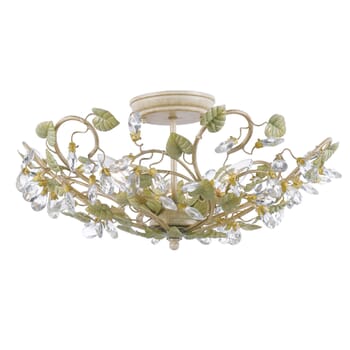 Crystorama Josie 5-Light 21" Ceiling Light in Champagne Green Tea with Clear Hand Cut Crystals