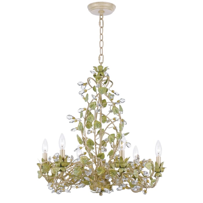 Crystorama Josie 6-Light 26" Traditional Chandelier in Champagne Green Tea with Clear Hand Cut Crystals Crystorama Josie 6-Light 26" Traditional Chandelier in Champagne Green Tea with Clear Hand Cut Crystals
