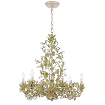 Crystorama Josie 6-Light 26" Traditional Chandelier in Champagne Green Tea with Clear Hand Cut Crystals