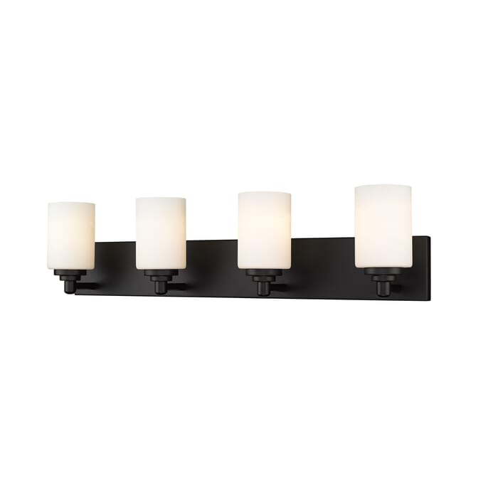 Z-Lite Soledad 4-Light Bathroom Vanity Light In Matte Black Z-Lite Soledad 4-Light Bathroom Vanity Light In Matte Black