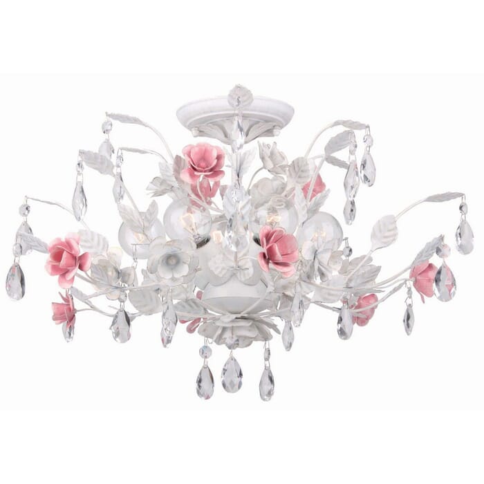Crystorama Lola 6-Light 20" Ceiling Light in Wet White with Clear Hand Cut Crystals Crystorama Lola 6-Light 20" Ceiling Light in Wet White with Clear Hand Cut Crystals