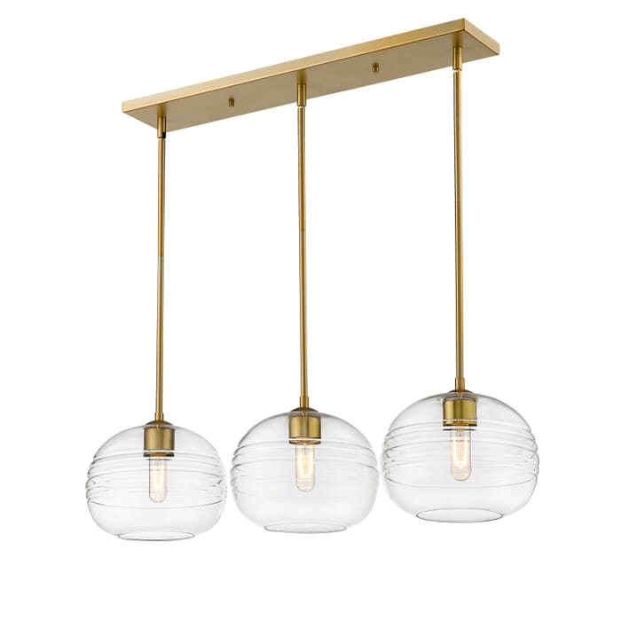 Z-Lite Harmony 3-Light Linear Pendant Light In Olde Brass Z-Lite Harmony 3-Light Linear Pendant Light In Olde Brass