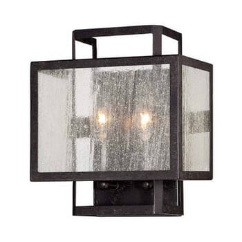 Minka Lavery Camden Square 2-Light 10" Wall Sconce in Aged Charcoal
