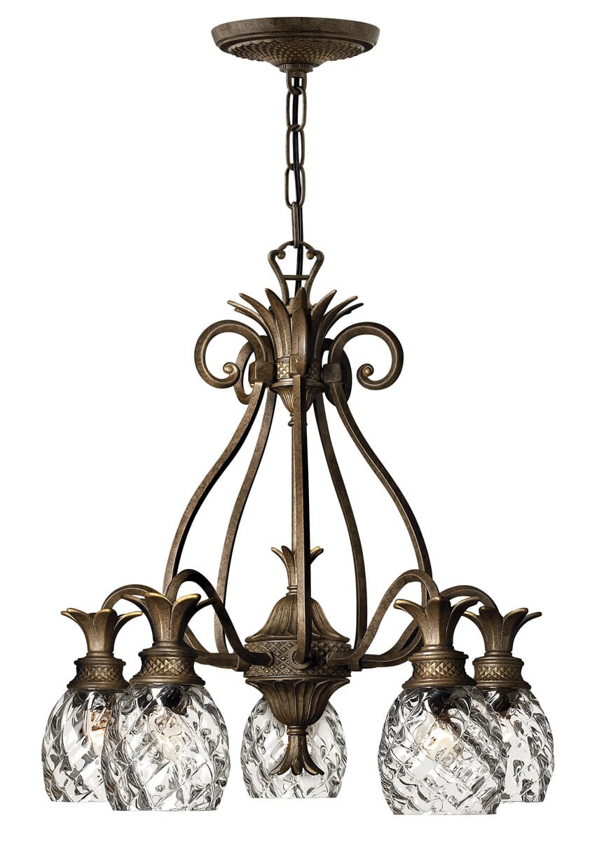 Plantation 5-Light Pendant In Pearl Bronze