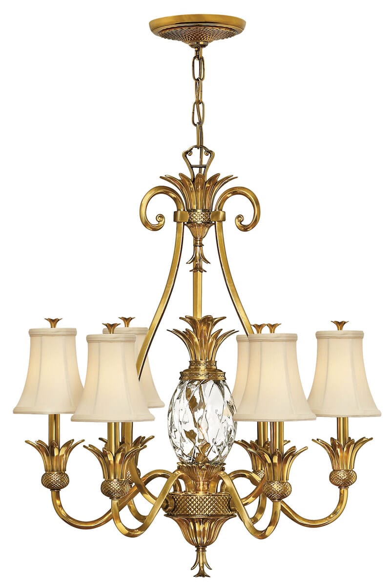 Plantation 7-Light Pendant In Burnished Brass