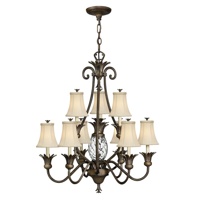Hinkley Plantation 10-Light Two Tier Pineapple Chandelier in Pearl Bronze Hinkley Plantation 10-Light Two Tier Pineapple Chandelier in Pearl Bronze