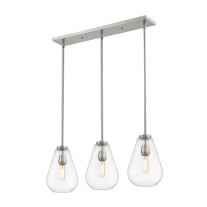 Z-Lite Ayra 3-Light Linear Pendant Light In Brushed Nickel Z-Lite Ayra 3-Light Linear Pendant Light In Brushed Nickel