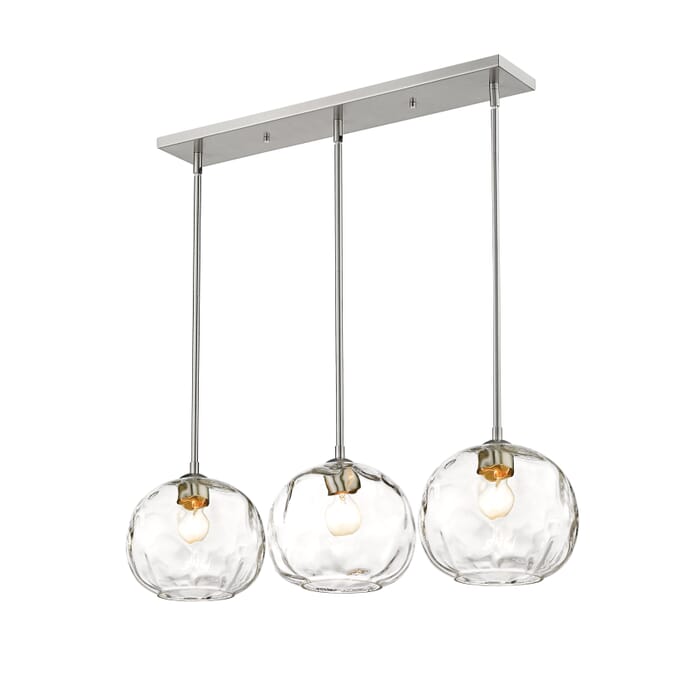 Z-Lite Chloe 3-Light Linear Pendant Light In Brushed Nickel Z-Lite Chloe 3-Light Linear Pendant Light In Brushed Nickel