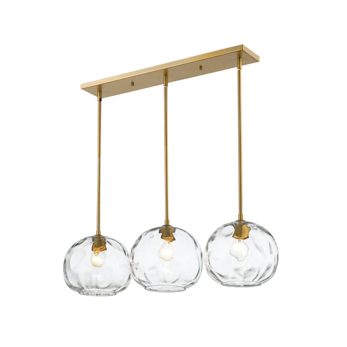 Z-Lite Chloe 3-Light Linear Pendant Light In Olde Brass Z-Lite Chloe 3-Light Linear Pendant Light In Olde Brass
