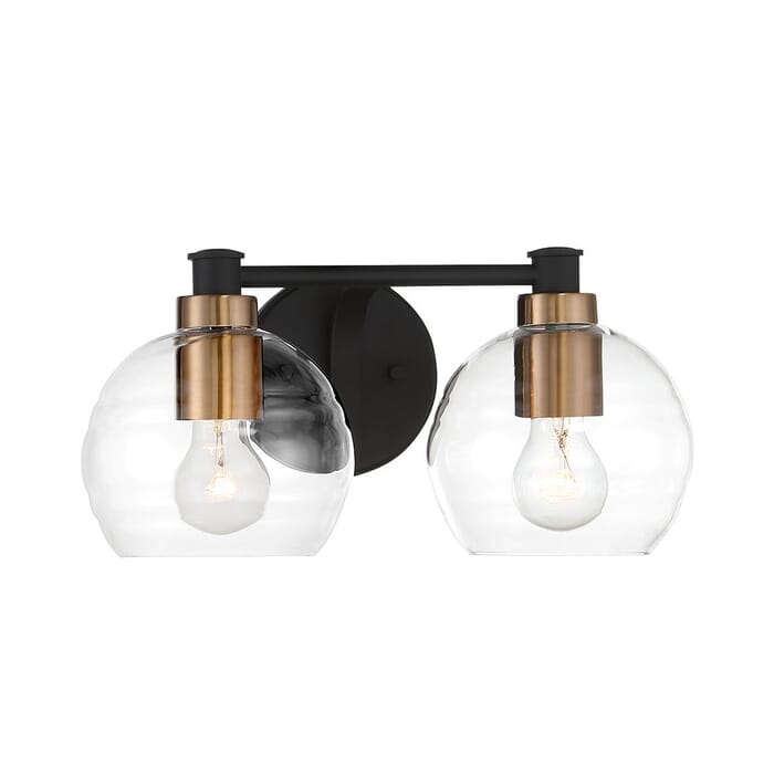 Minka Lavery Keyport 2-Light Bathroom Vanity Light in Sand Coal With Natural Brushed Brass Minka Lavery Keyport 2-Light Bathroom Vanity Light in Sand Coal With Natural Brushed Brass
