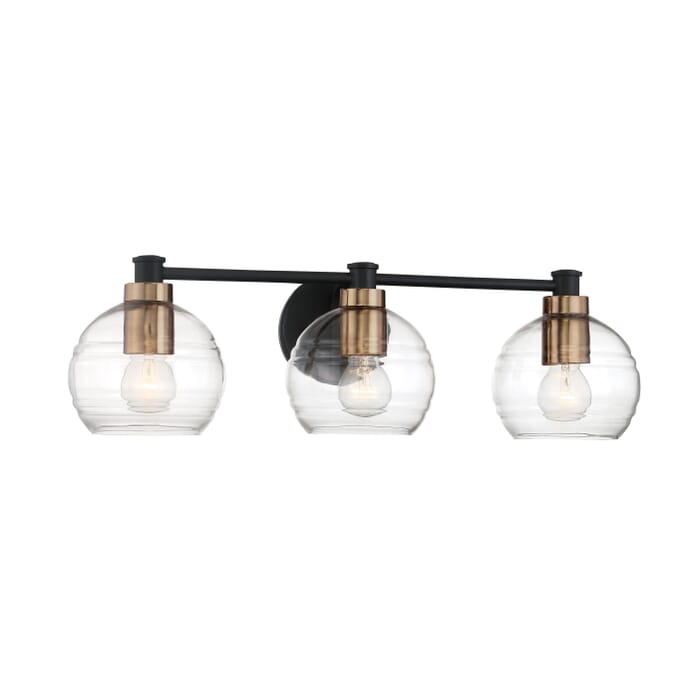 Minka Lavery Keyport 3-Light Bathroom Vanity Light in Sand Coal With Natural Brushed Brass Minka Lavery Keyport 3-Light Bathroom Vanity Light in Sand Coal With Natural Brushed Brass